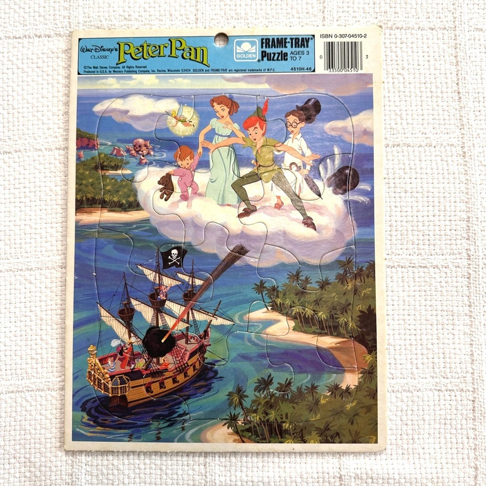 VTG Disney Peter Pan Golden Frame Tray Puzzle Western Publishing Nostalgic